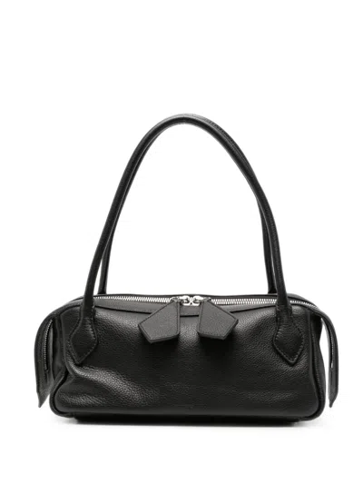 Minobossi Small Anna Leather Shoulder Bag In Black