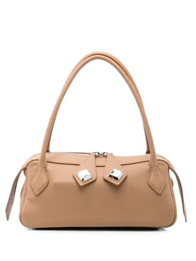 Minobossi Small Anna Leather Shoulder Bag In Neutral