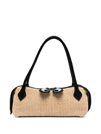 Minobossi Small Anna Woven Shoulder Bag In Neutral