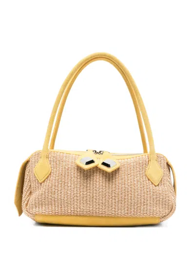 Minobossi Small Anna Woven Shoulder Bag In Neutral