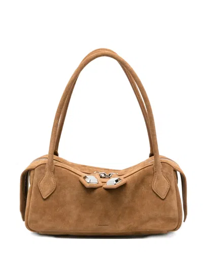 Minobossi Small Anna Zip Tote Bag In Brown