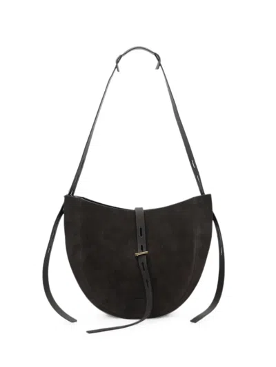 Minobossi Small Lizzie Suede Shoulder Bag In Black