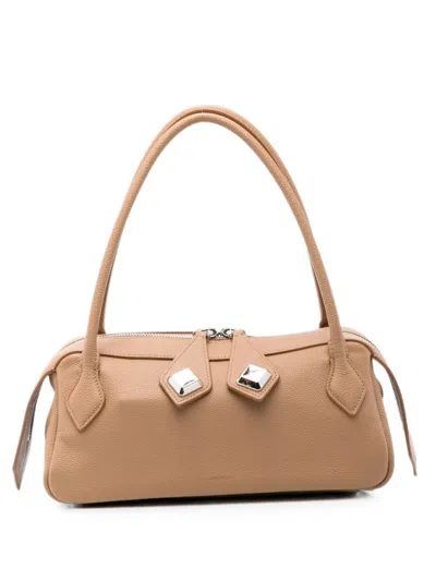 Minobossi Small Shoulder Bag "anna" In Leather In Neutral