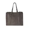 Minobossi Spacious Grey Suede Tote Bag With Adjustable Straps In Brown