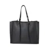 Minobossi Structured Black Leather Tote With Gold-tone Accents In Black