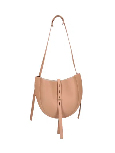 Minobossi Structured Pink Handbag With Minimalist Design In Beige