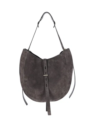 Minobossi Suede Shoulder Bag With Adjustable Strap In Brown
