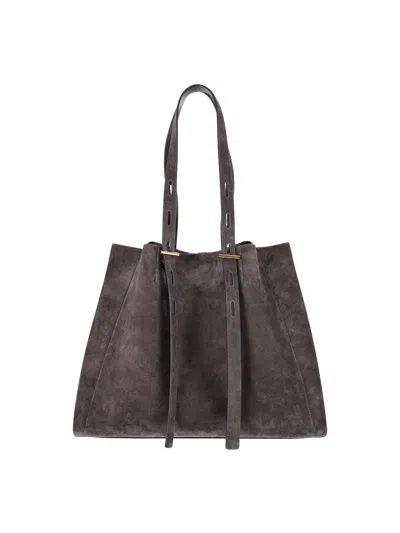 Minobossi Suede Tote Bag In Brown