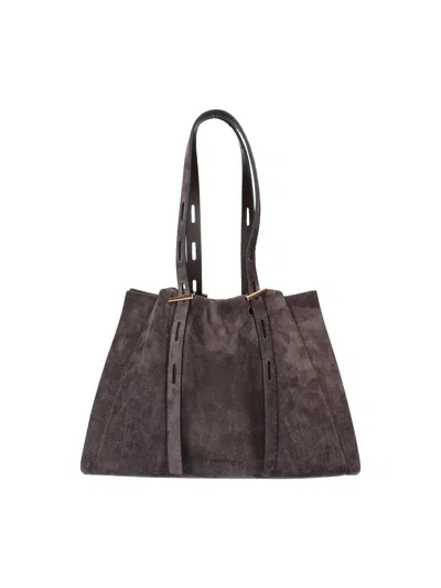 Minobossi Suede Tote Bag In Brown