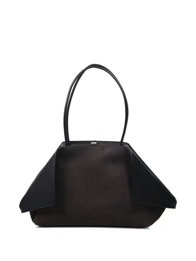 Minobossi Valery Suede Leather Shoulder Bag In Gray