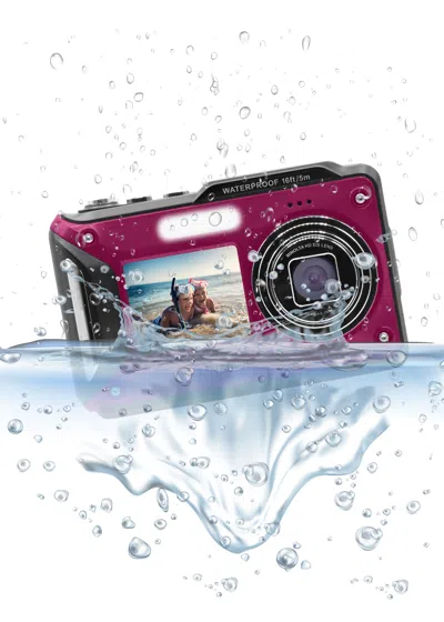 Minolta Mn60wp 48 Mp / 4k Ultra Hd Waterproof Camera W/wifi & Dual Lcd (magenta) In Multi