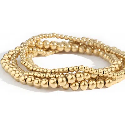Mint & Lily 3mm & 5mm Beaded Bracelet Stacking Set In Gold