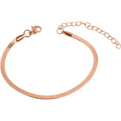 Mint & Lily 3mm Herringbone Bracelet In Rose Gold
