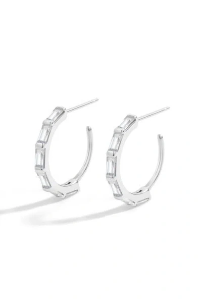 Mint & Lily Baguette Cubic Zirconia Hoop Earrings In Burgundy