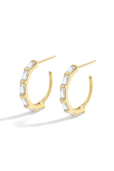 Mint & Lily Baguette Cubic Zirconia Hoop Earrings In Gold