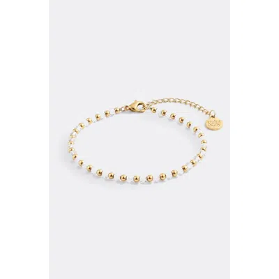 Mint & Lily Birthstone And Gold Bead Bracelet In April Diamond