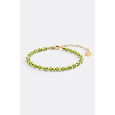 Mint & Lily Birthstone And Gold Bead Bracelet In August Peridot