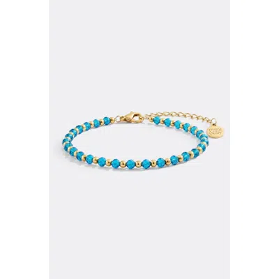 Mint & Lily Birthstone And Gold Bead Bracelet In December Blue Topaz