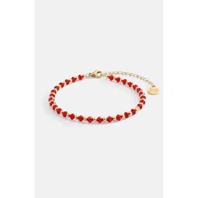 Mint & Lily Birthstone And Gold Bead Bracelet In January Garnet