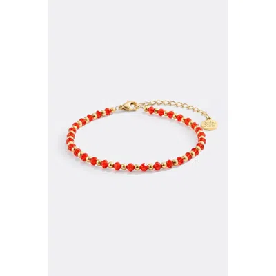 Mint & Lily Birthstone And Gold Bead Bracelet In July Ruby