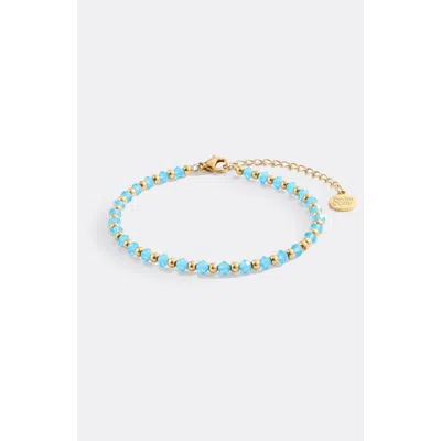 Mint & Lily Birthstone And Gold Bead Bracelet In March Aquamarine