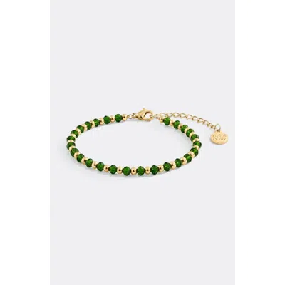 Mint & Lily Birthstone And Gold Bead Bracelet In May Emerald