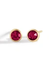 Mint & Lily Birthstone Bezel Studs In Burgundy