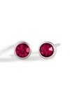 Mint & Lily Birthstone Bezel Studs In Burgundy