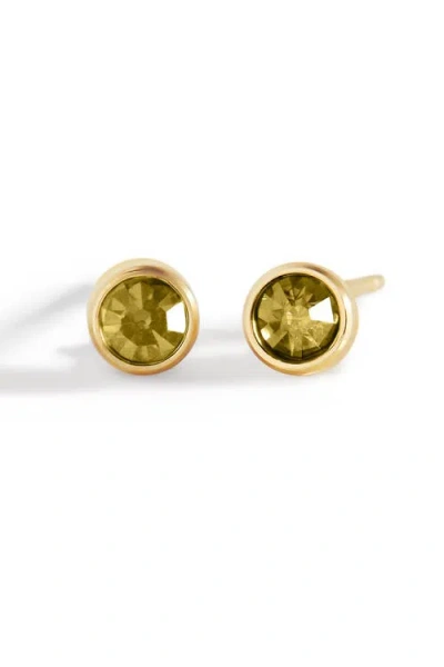 Mint & Lily Birthstone Bezel Studs In Green