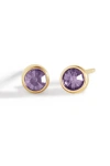 Mint & Lily Birthstone Bezel Studs In Purple