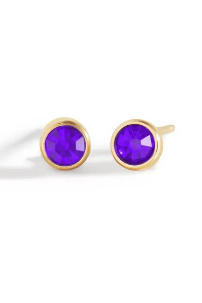 Mint & Lily Birthstone Bezel Studs In Purple