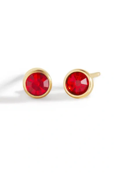Mint & Lily Birthstone Bezel Studs In Red