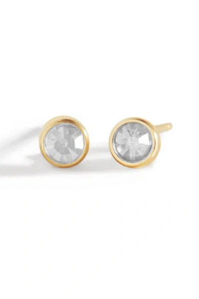 Mint & Lily Birthstone Bezel Studs In White