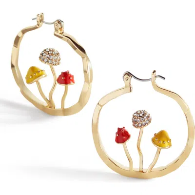 Mint & Lily Boho Mushroom Hoop Earrings In Gold