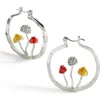 Mint & Lily Boho Mushroom Hoop Earrings In Silver