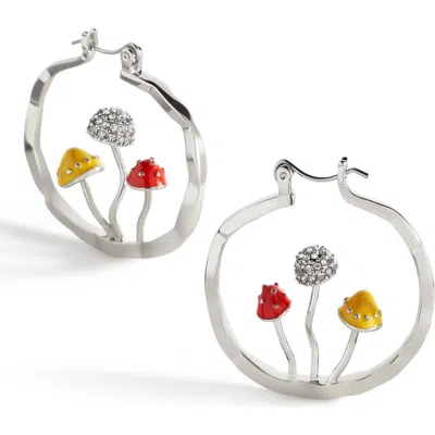 Mint & Lily Boho Mushroom Hoop Earrings In Silver
