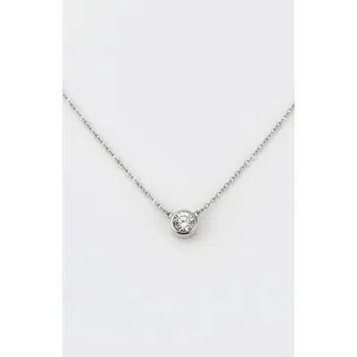 Mint & Lily Classic Bezel Set Solitaire Necklace In Silver