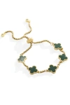 Mint & Lily Clover Enamel Bracelet In Gold