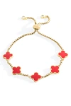 Mint & Lily Clover Enamel Bracelet In Gold