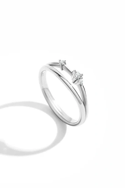 Mint & Lily Crescent Moon Cubic Zirconia Ring In Silver