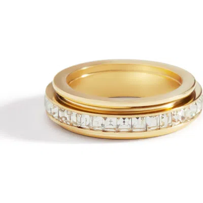 Mint & Lily Crystal Statement Spinning Fidget Ring In Gold