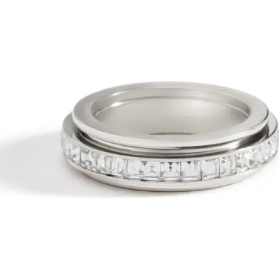 Mint & Lily Crystal Statement Spinning Fidget Ring In Metallic