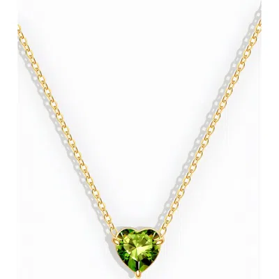 Mint & Lily Dainty Birthstone Heart Necklace In August Peridot