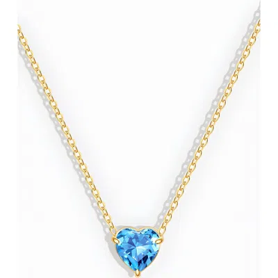 Mint & Lily Dainty Birthstone Heart Necklace In December Blue Topaz