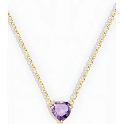 Mint & Lily Dainty Birthstone Heart Necklace In February Amethyst