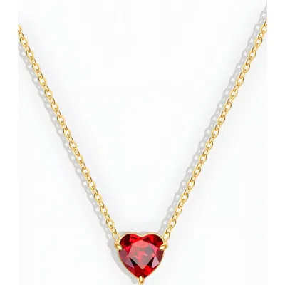 Mint & Lily Dainty Birthstone Heart Necklace In January Garnet