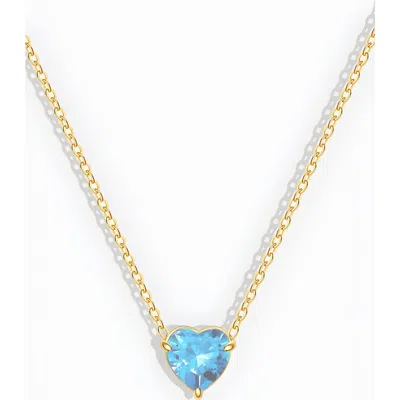 Mint & Lily Dainty Birthstone Heart Necklace In March Aquamarine
