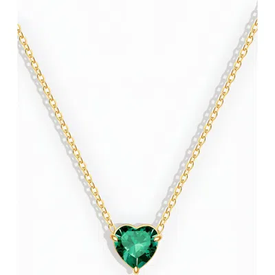 Mint & Lily Dainty Birthstone Heart Necklace In May Emerald