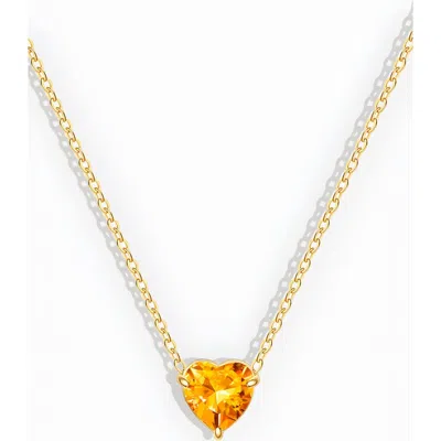 Mint & Lily Dainty Birthstone Heart Necklace In November Topaz