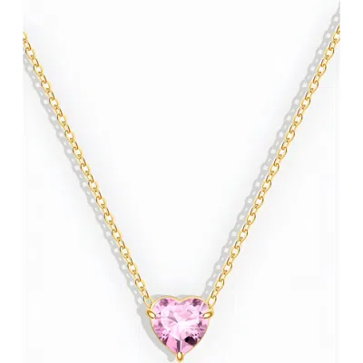 Mint & Lily Dainty Birthstone Heart Necklace In October Pink Tourmaline